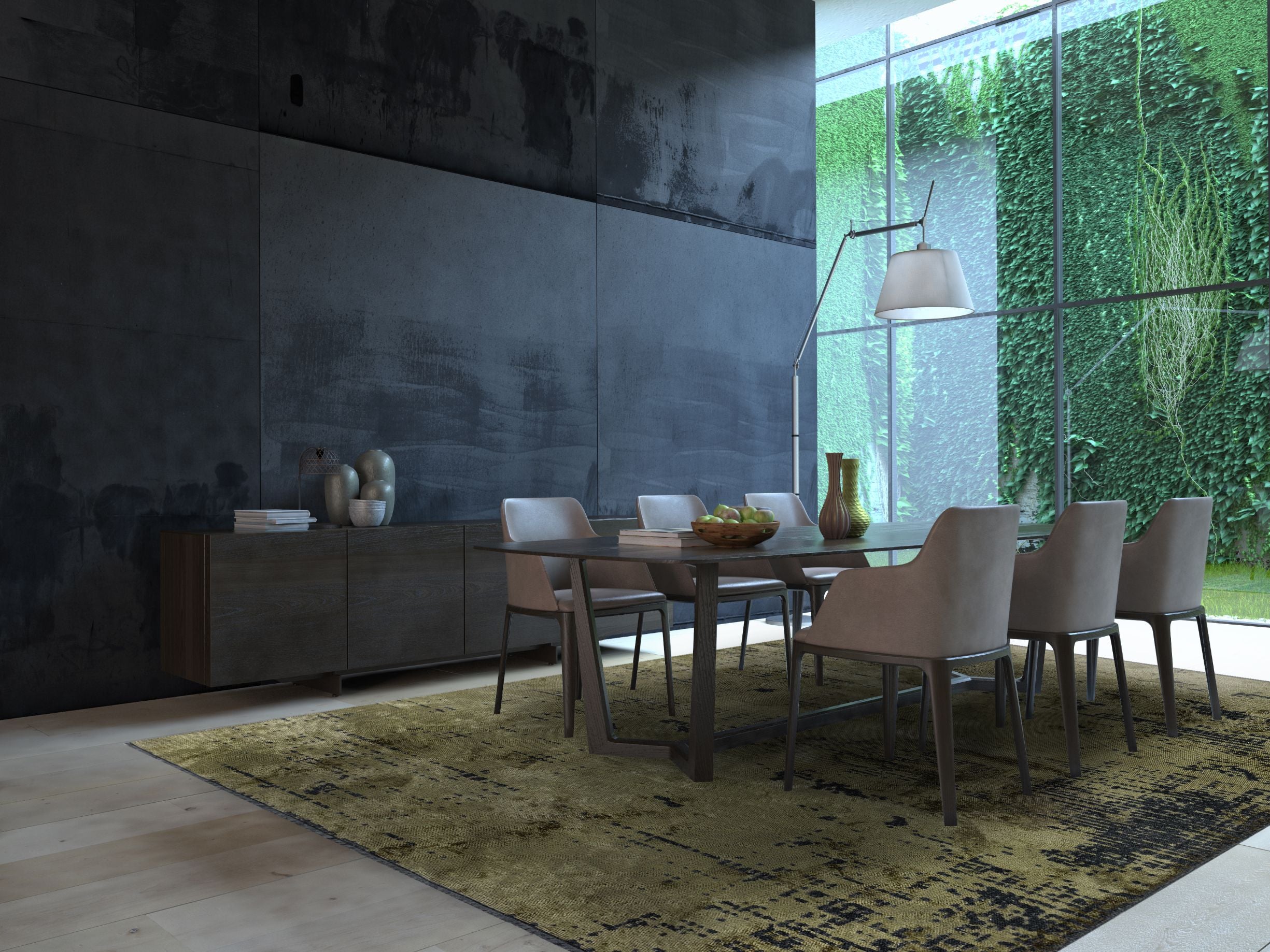 Space Green - Matte Black Rug Rugs - Venetto Design Venettodesign.com