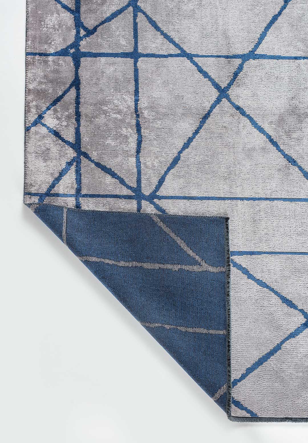 Grid Light Grey - Navy Blue Rug Rugs - Venetto Design Venettodesign.com