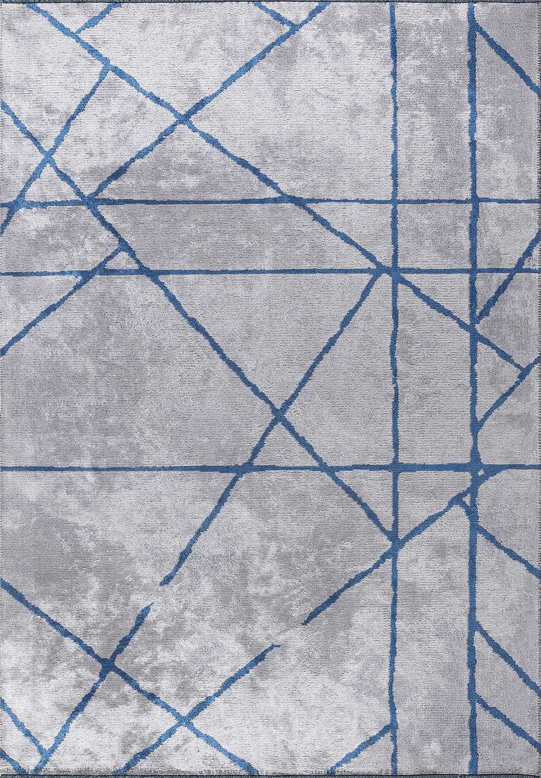 Grid Light Grey - Navy Blue Rug Rugs - Venetto Design Venettodesign.com