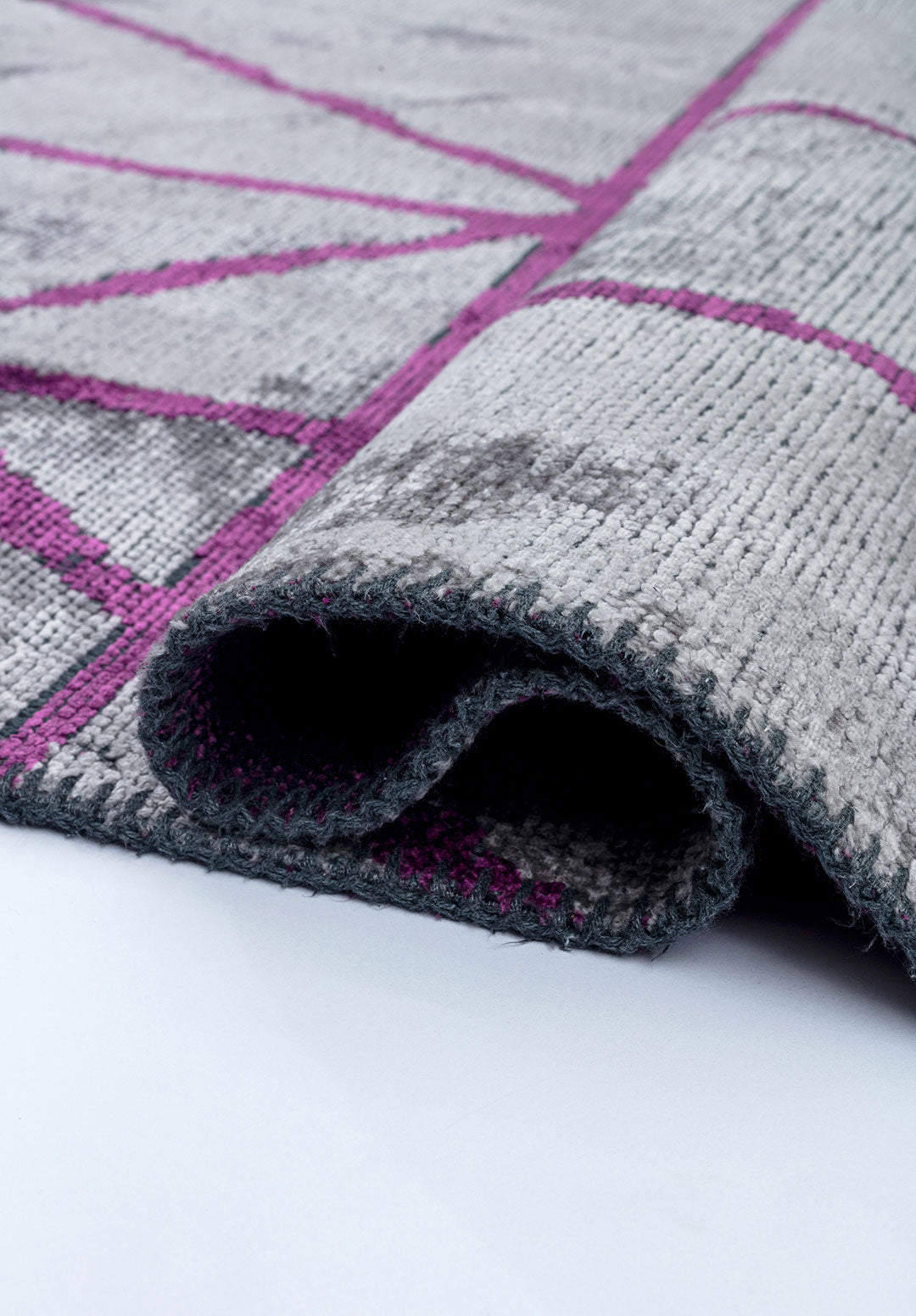 Grid Light Grey - Purple Rug Rugs - Venetto Design Venettodesign.com