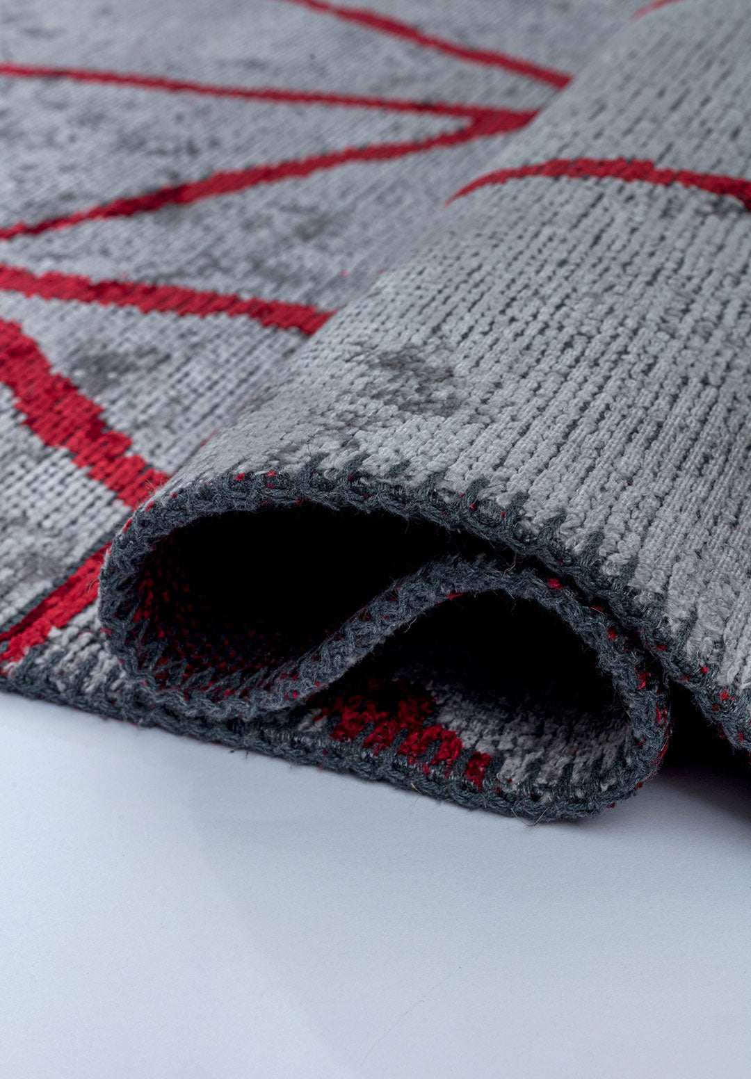 Grid Light Grey - Red Rug Rugs - Venetto Design Venettodesign.com