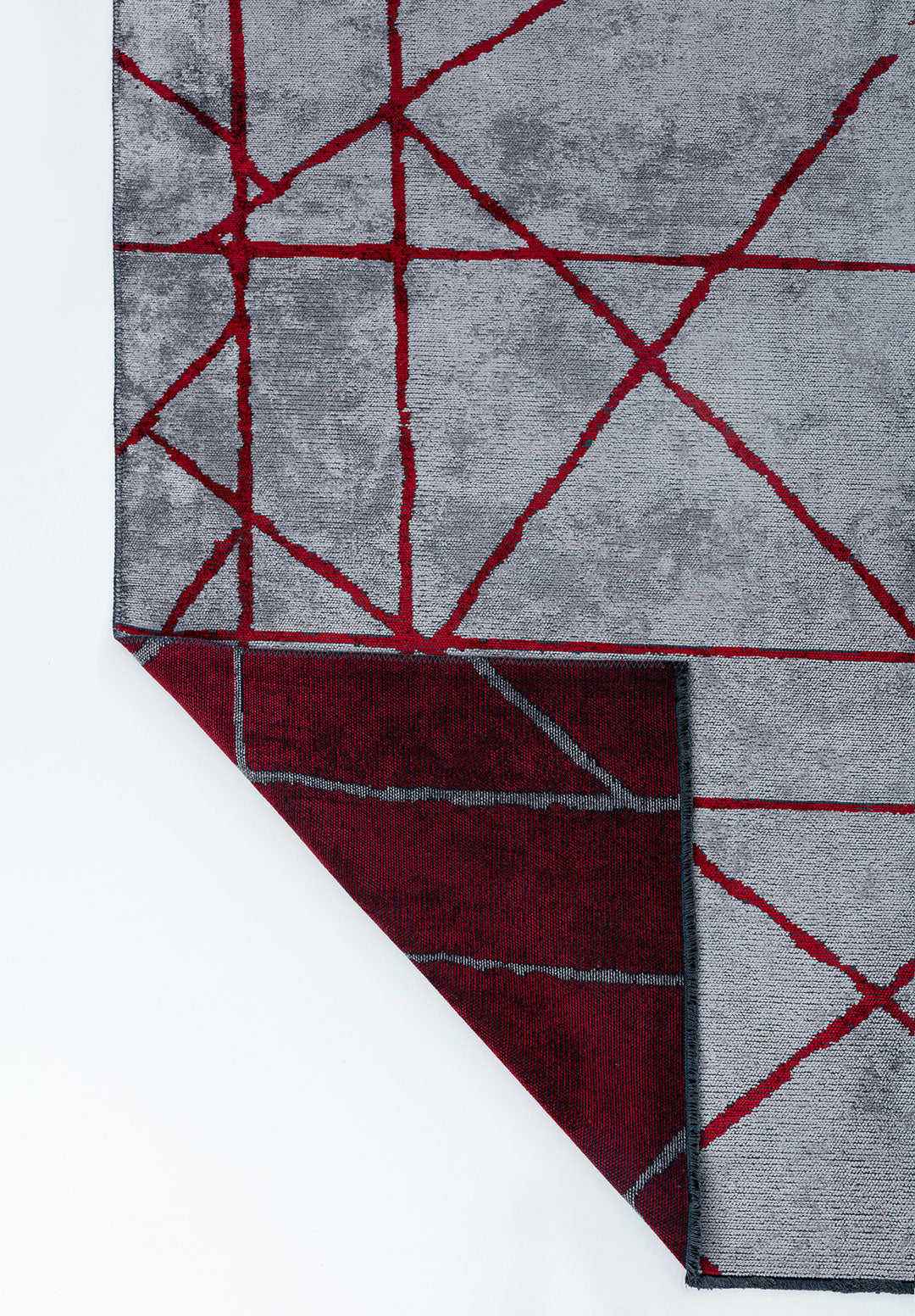 Grid Light Grey - Red Rug Rugs - Venetto Design Venettodesign.com