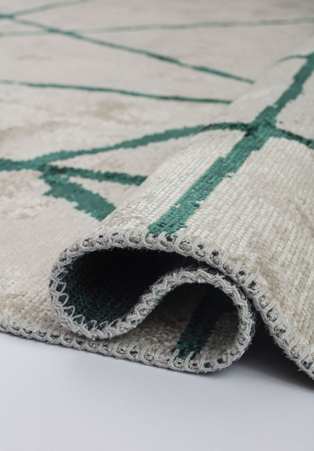 Grid White - Dark Green Rug Rugs - Venetto Design Venettodesign.com