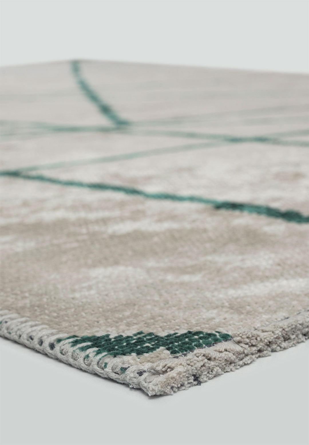 Grid White - Dark Green Rug Rugs - Venetto Design Venettodesign.com