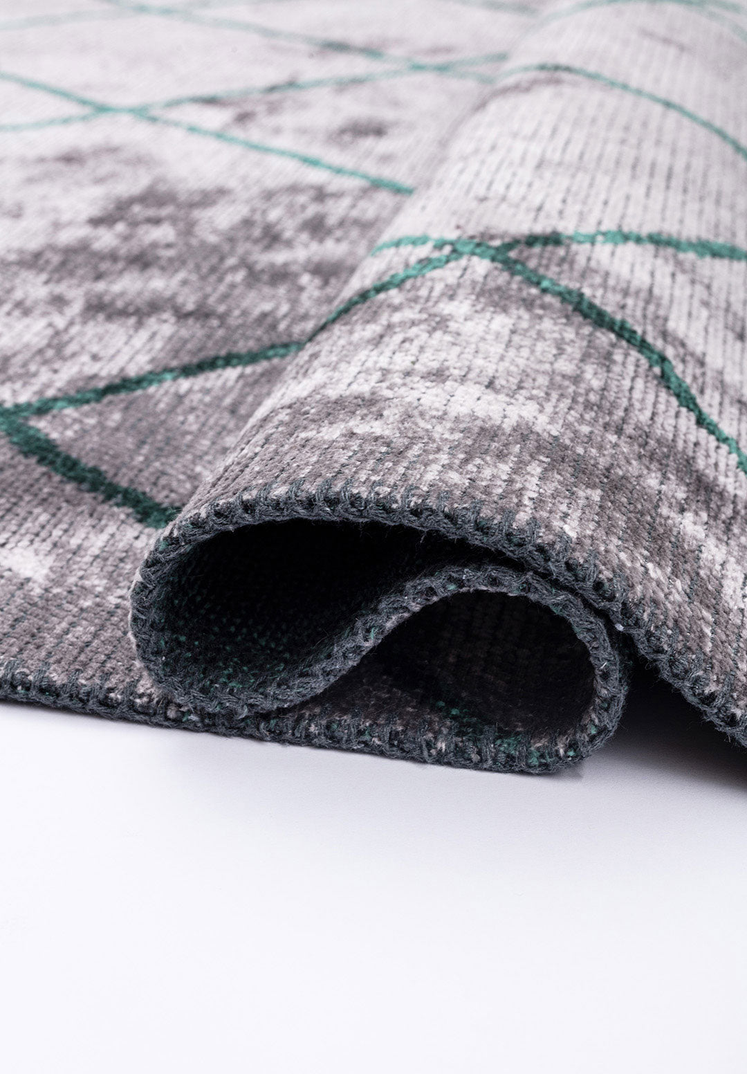 Moroccan Dark Green - Light Grey Rug Rugs - Venetto Design Venettodesign.com