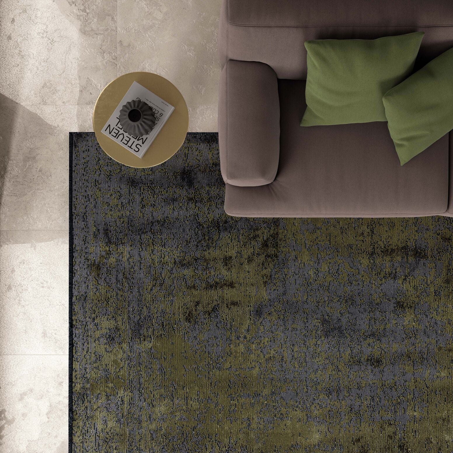 Medallion Grey - Green Rug Rugs - Venetto Design Venettodesign.com
