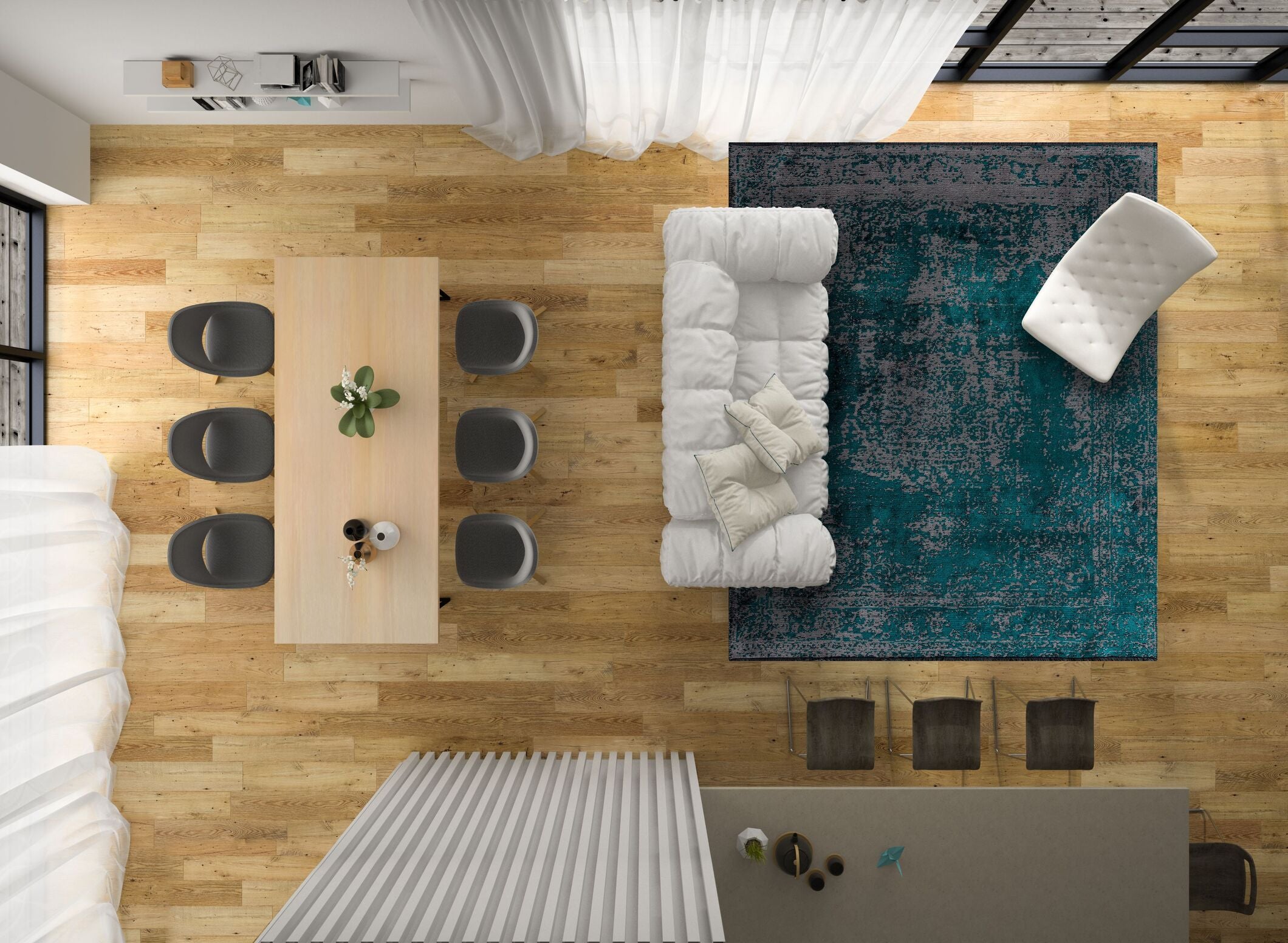 Medallion Grey - Dark Turquoise Rug Rugs - Venetto Design Venettodesign.com