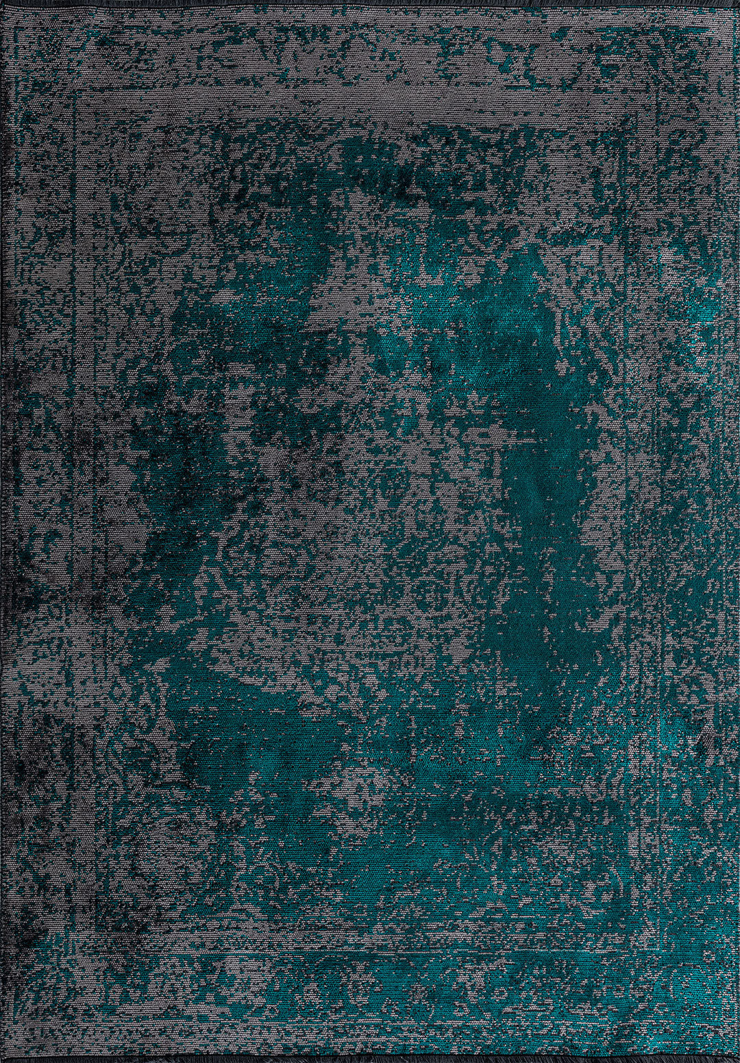 Medallion Grey - Dark Turquoise Rug Rugs - Venetto Design Venettodesign.com