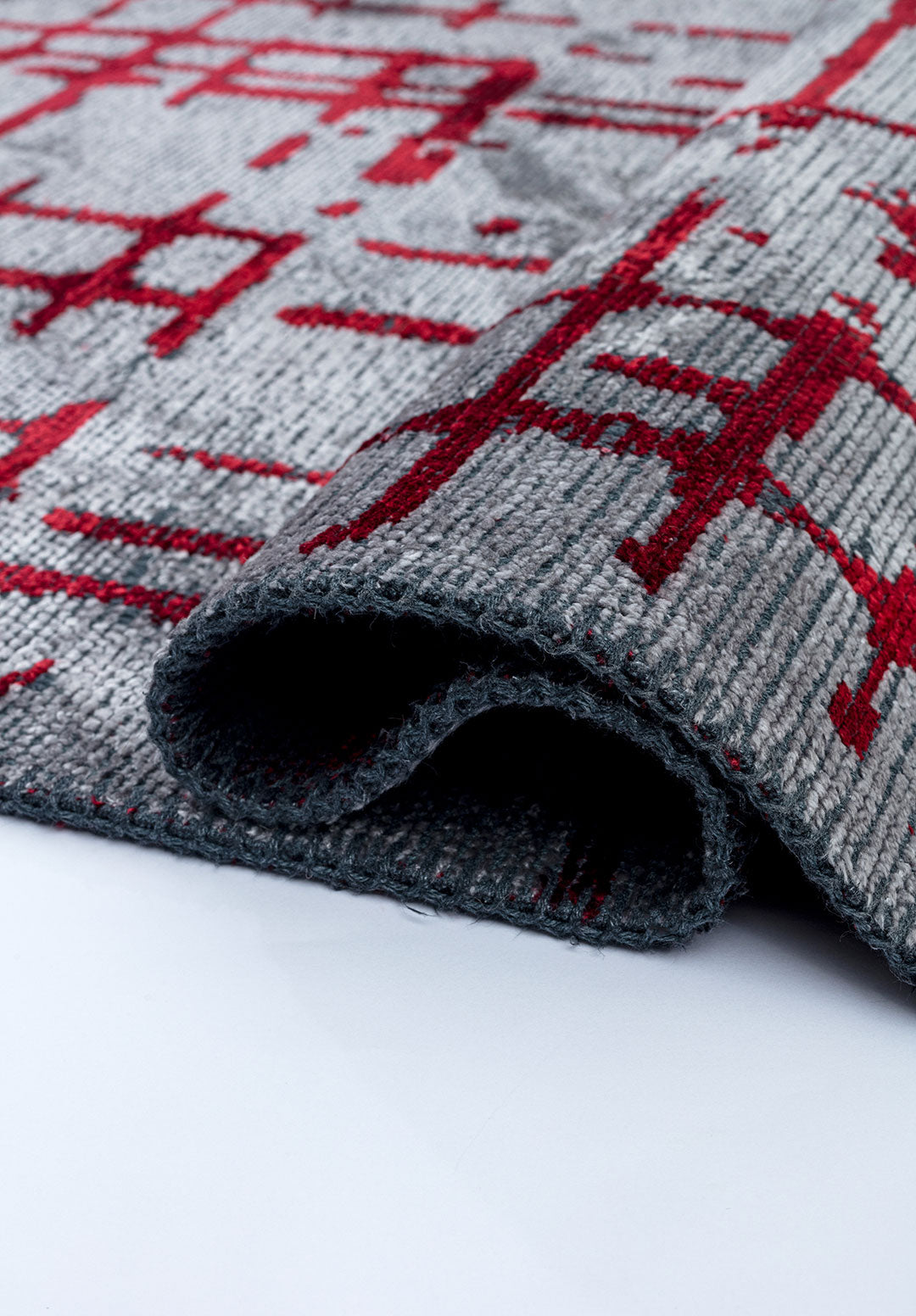 Axis Red - Light Gray Rug Rugs - Venetto Design Venettodesign.com