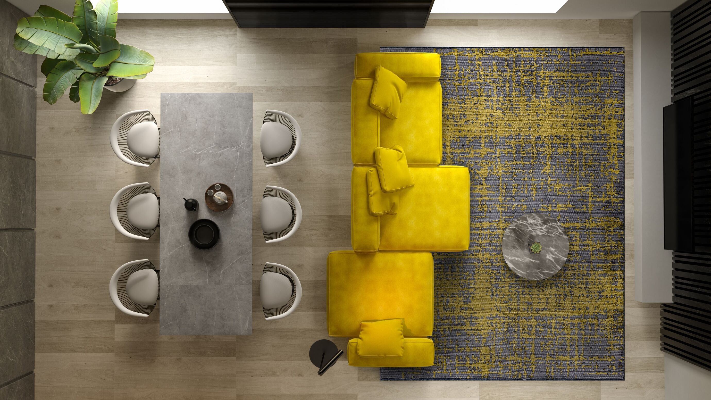 Spark Grey - Yellow Rug Rugs - Venetto Design Venettodesign.com