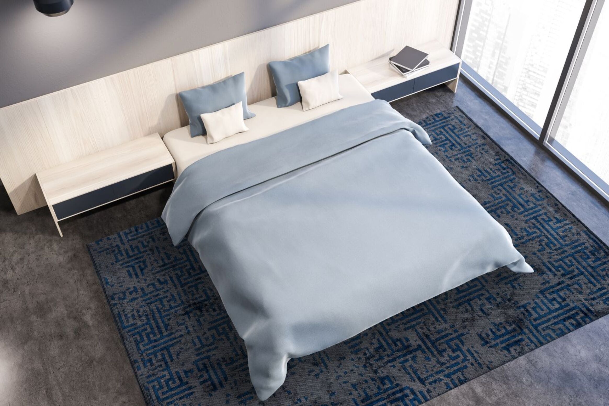 Labyrinth Grey - Navy Blue Rug Rugs - Venetto Design Venettodesign.com