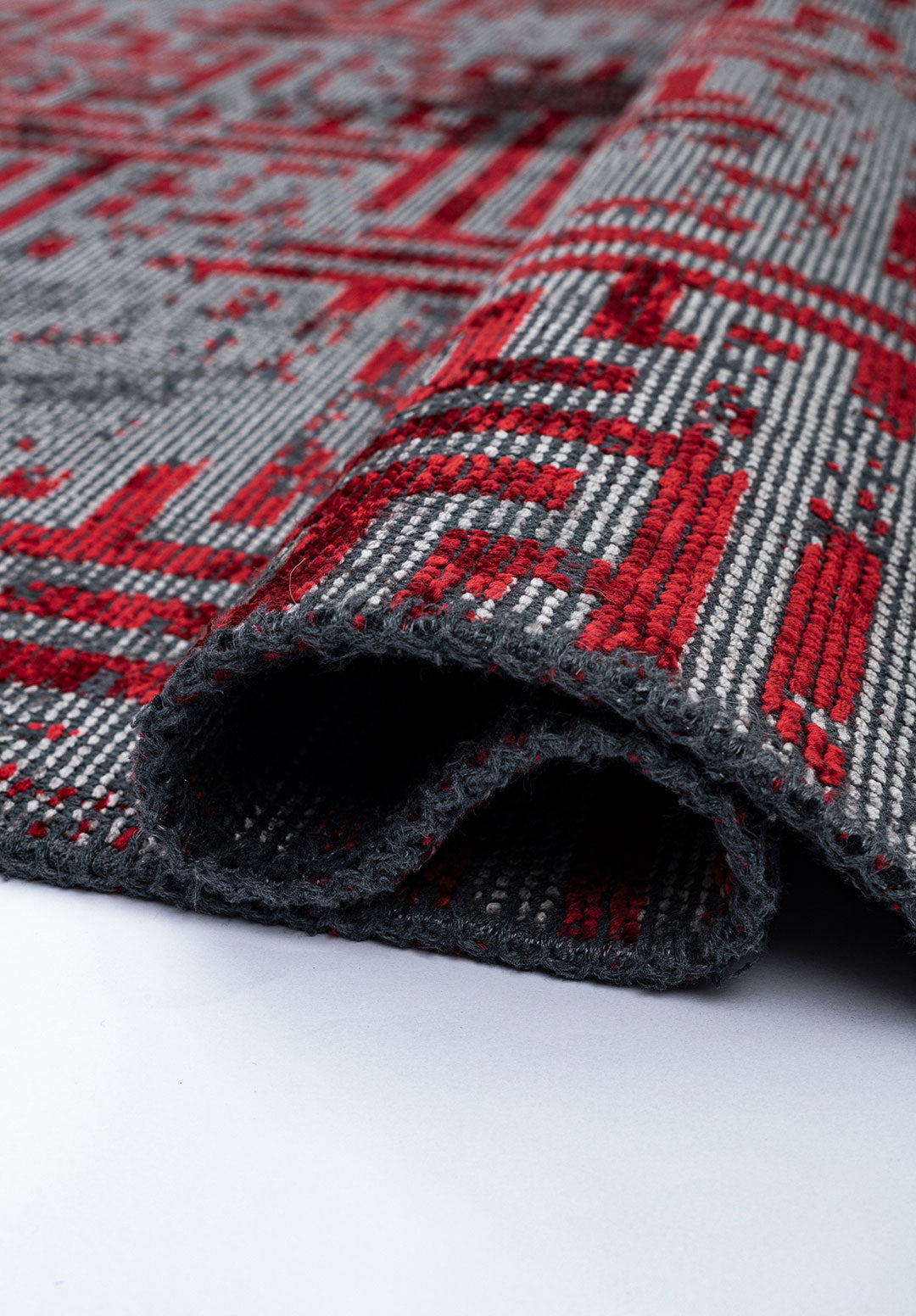 Labyrinth Grey - Red Rug Rugs - Venetto Design Venettodesign.com