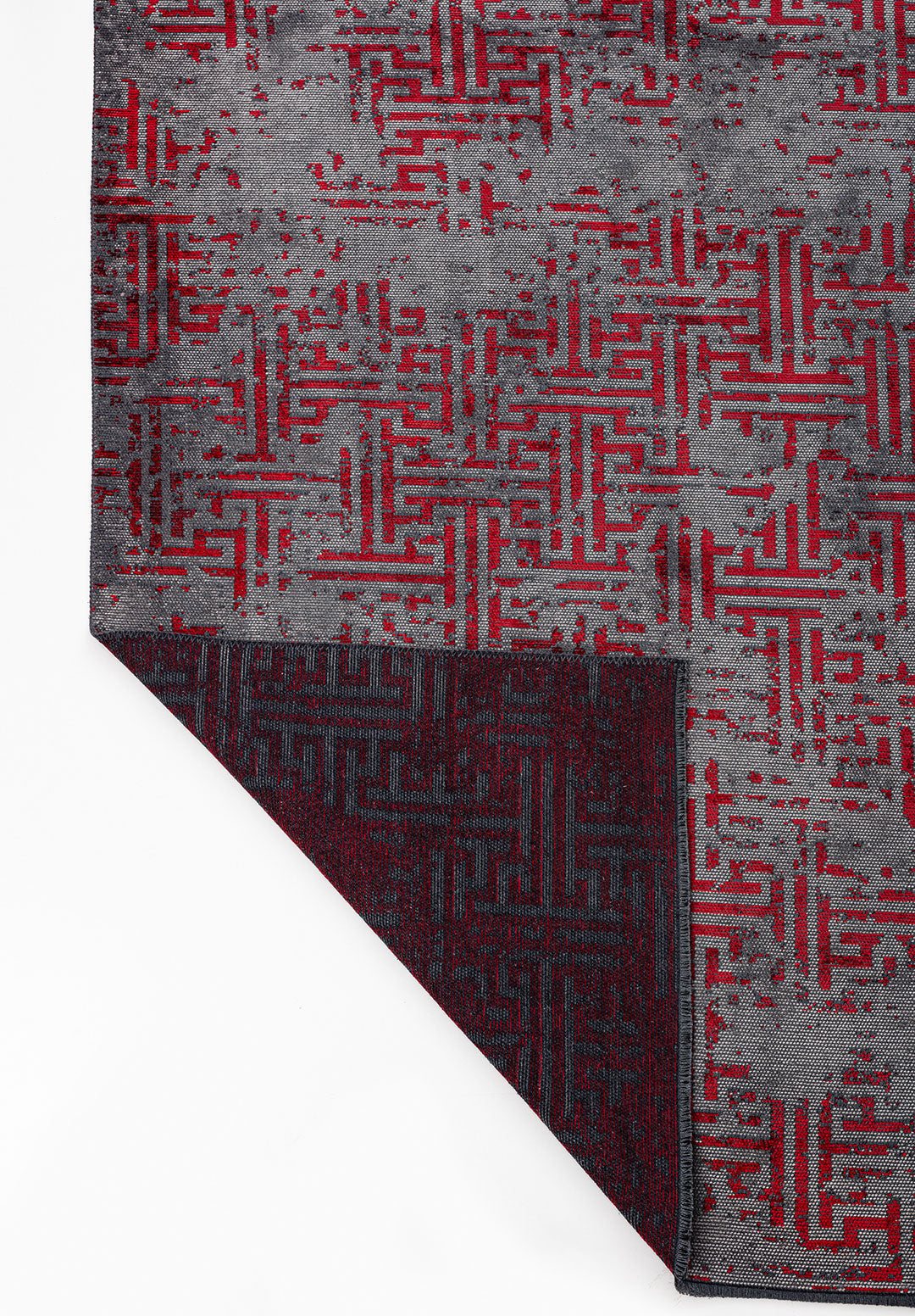 Labyrinth Grey - Red Rug Rugs - Venetto Design Venettodesign.com