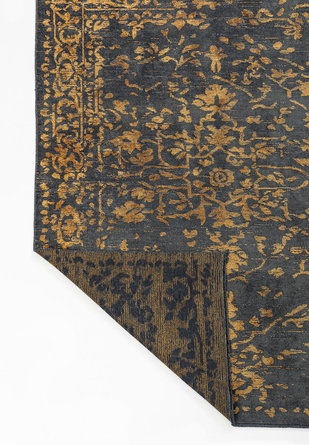 Flora Mustard - Anthracite Rug Rugs - Venetto Design Venettodesign.com