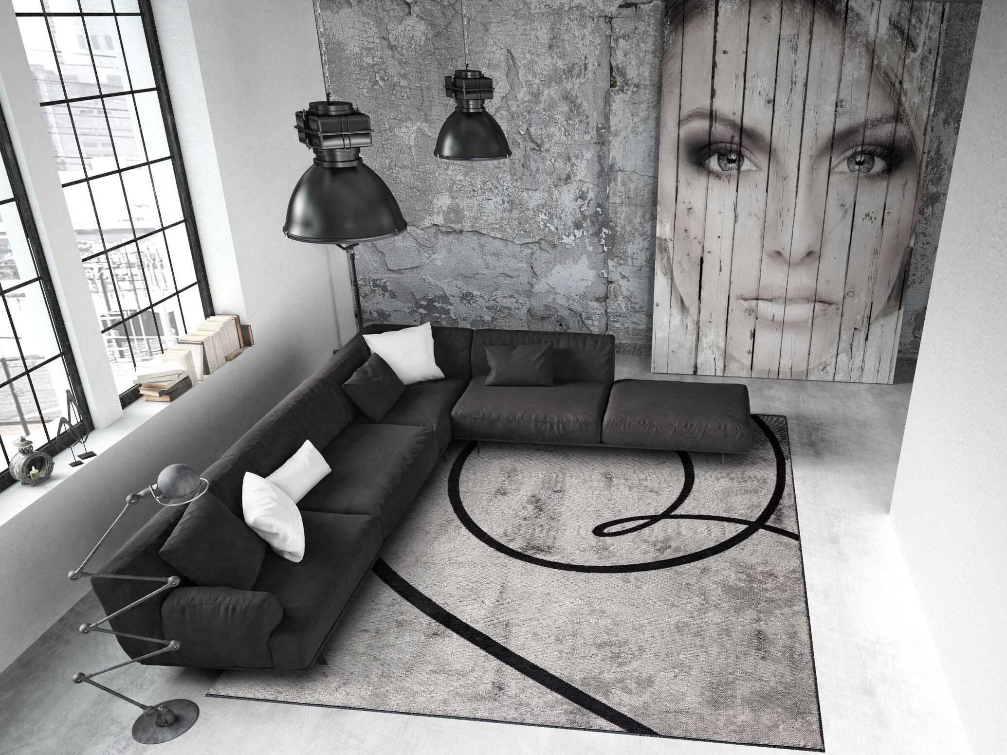 Signature Black - Light Grey Rug Rugs - Venetto Design Venettodesign.com