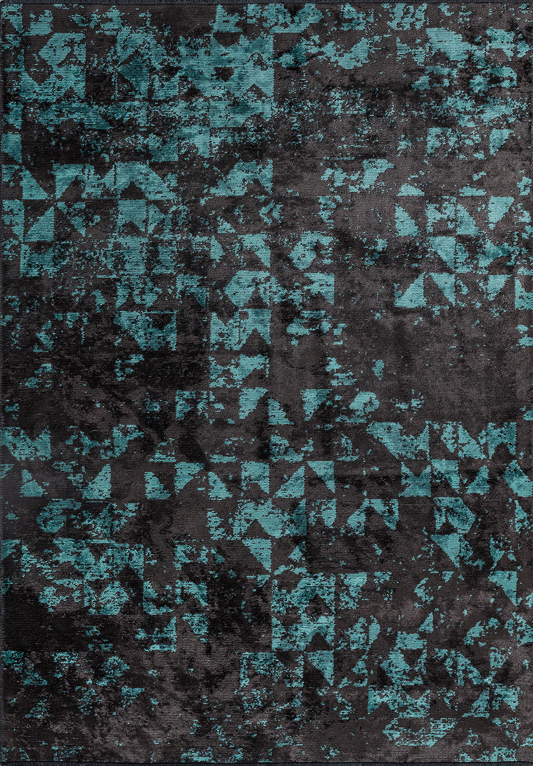 Triangle Charcoal - Turquoise Rug Rugs - Venetto Design Venettodesign.com