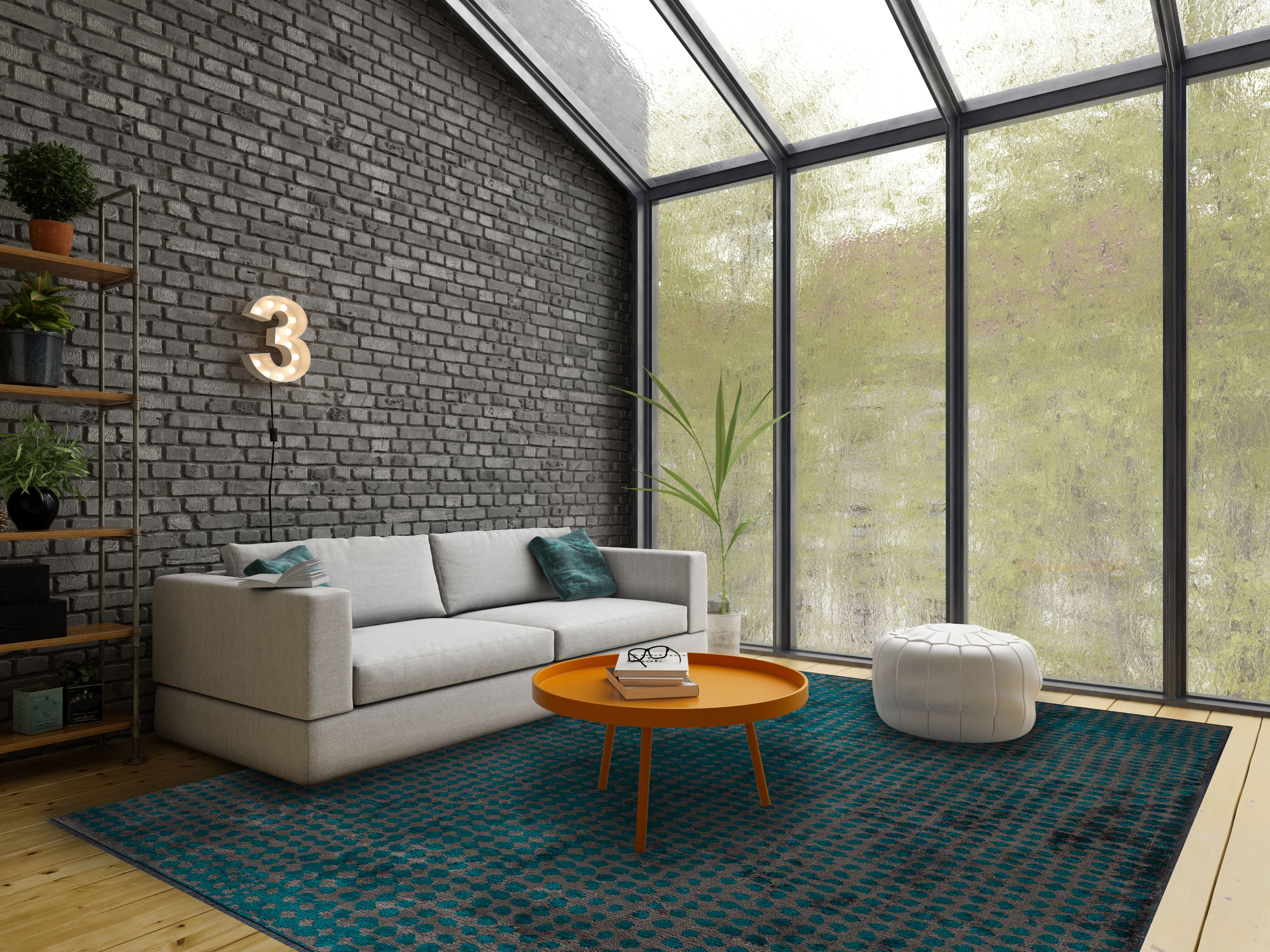 Dots Charcoal - Dark Turquoise Rug Rugs - Venetto Design Venettodesign.com