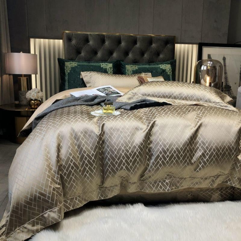 Talia Gold Cotton Satin Duvet Cover Set Duvet Cover Set - Venetto Design Venettodesign.com