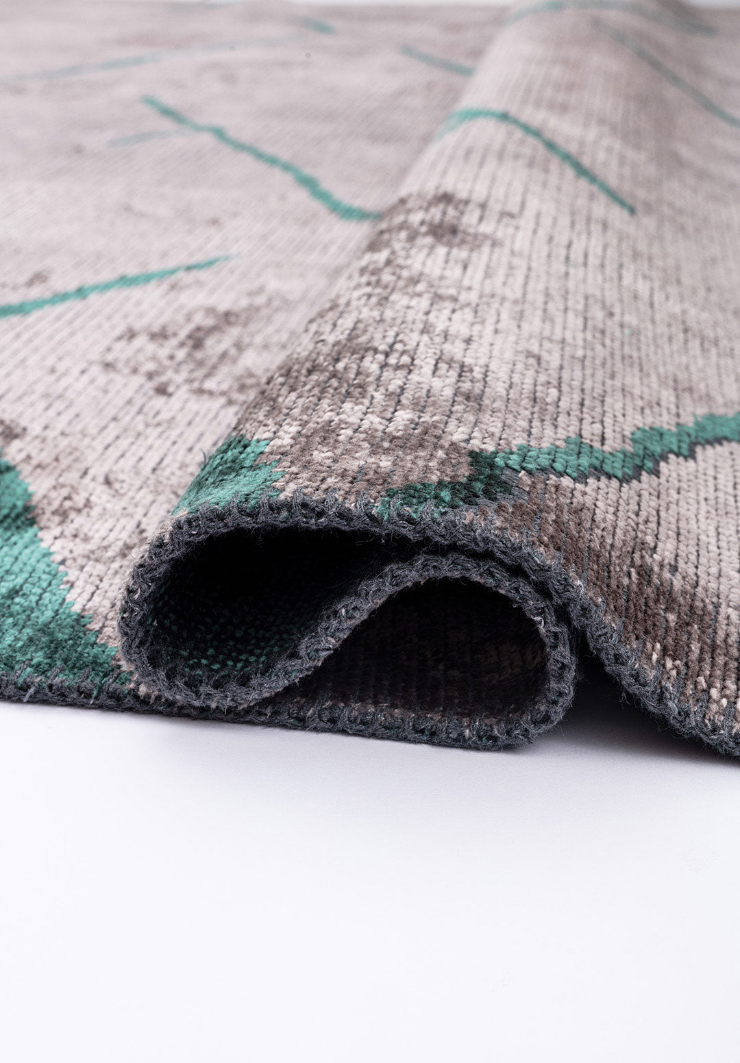 Wave Dark Green - Light Grey Rug Rugs - Venetto Design Venettodesign.com