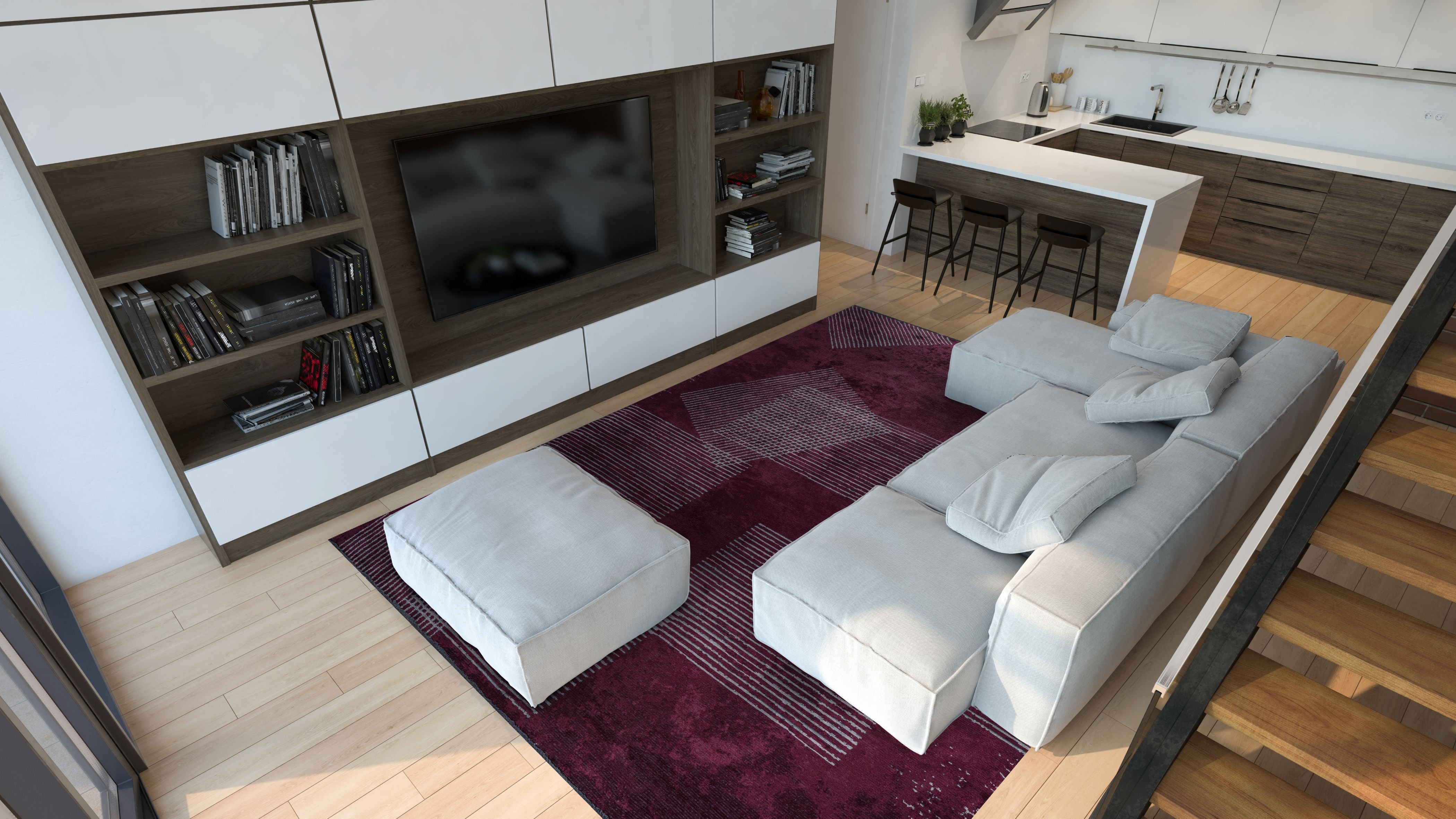 Matrix Dark Damson - Ice Blue Rug Rugs - Venetto Design Venettodesign.com
