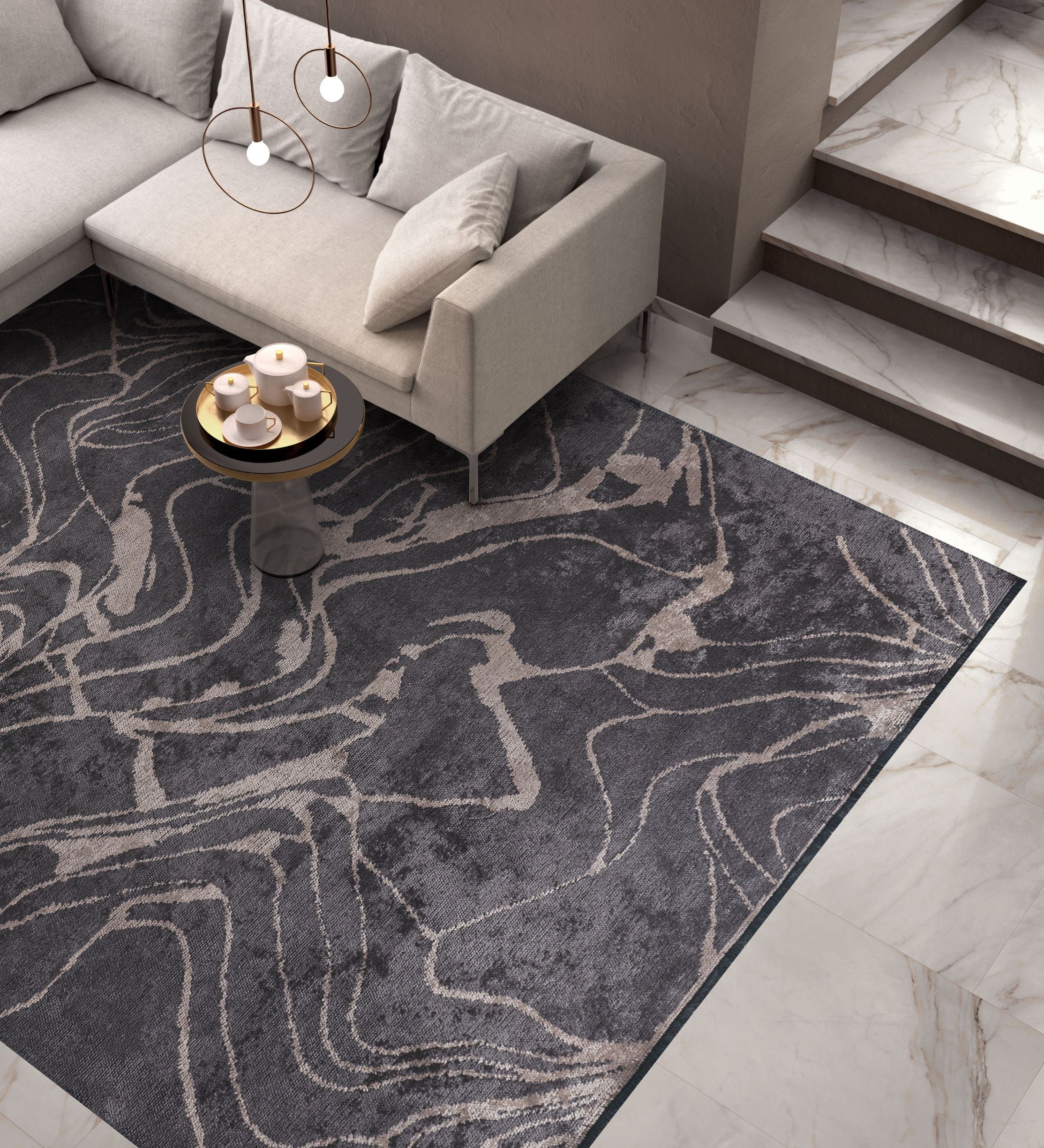 Clove Copper - Charcoal Rug Rugs - Venetto Design Venettodesign.com