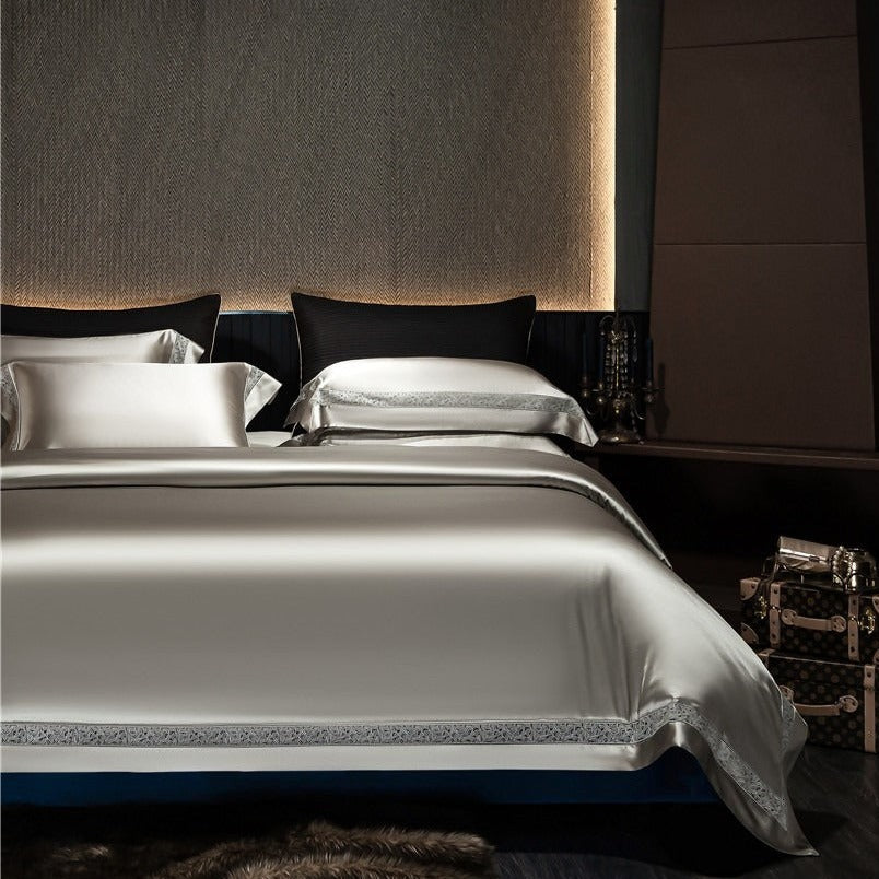 Willa Ash Modern Satin Egyptian Cotton Bedding Set