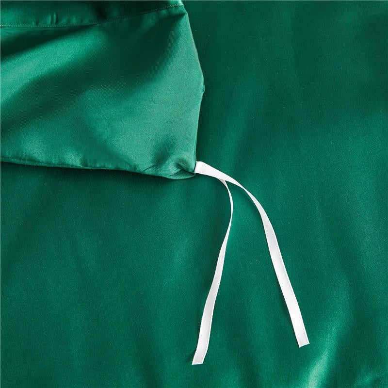 Eloise Emerald Green Luxury Pure Mulberry Silk Bedding Set Duvet Cover Set - Venetto Design Venettodesign.com