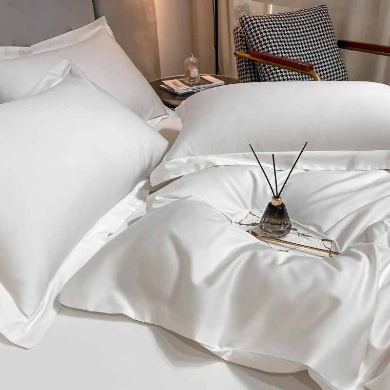 Neo White Silky Cotton Duvet Cover Set Duvet Cover Set - Venetto Design Venettodesign.com