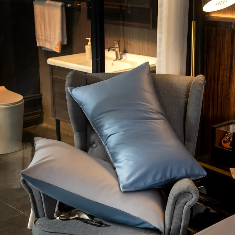 Shemir Sky Blue Silver Reversible Egyptian Cotton Duvet Cover Set Duvet Cover Set - Venetto Design Venettodesign.com