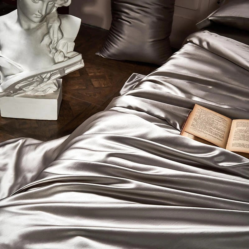 Royalis Grey Luxury Pure Mulberry Silk Bedding Set Duvet Cover Set - Venetto Design Venettodesign.com