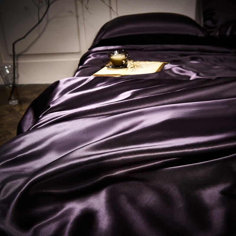 Royalis Purple Luxury Pure Mulberry Silk Bedding Set Duvet Cover Set - Venetto Design Venettodesign.com