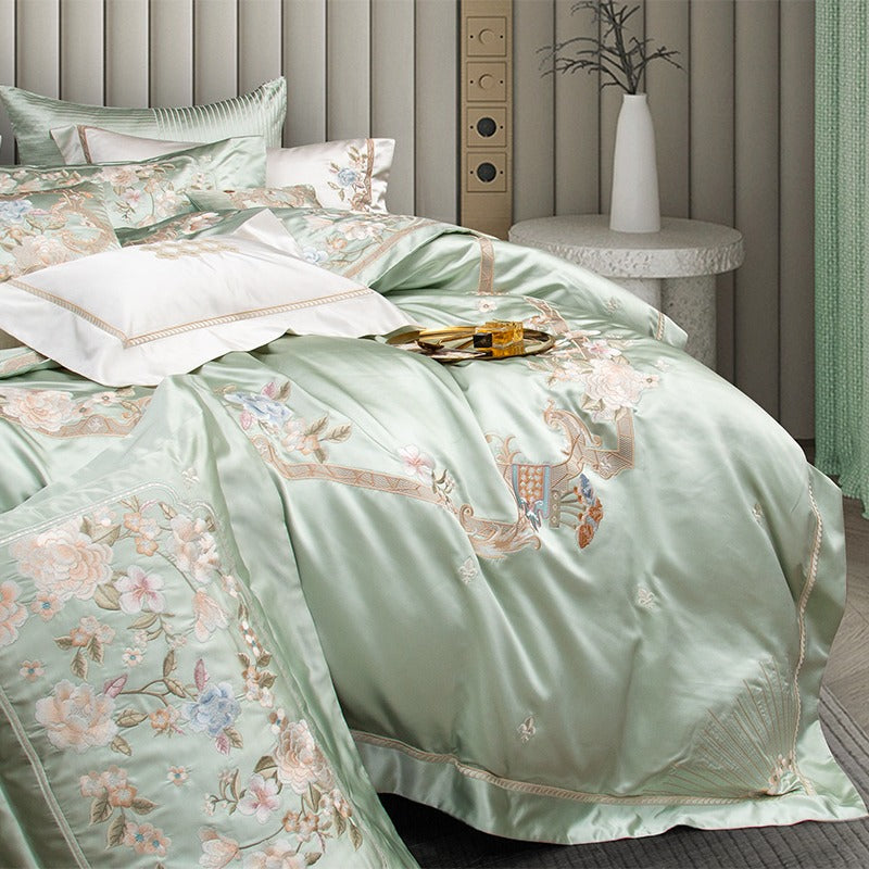 Esana Green Embroidery Egyptian Cotton Bedding Set