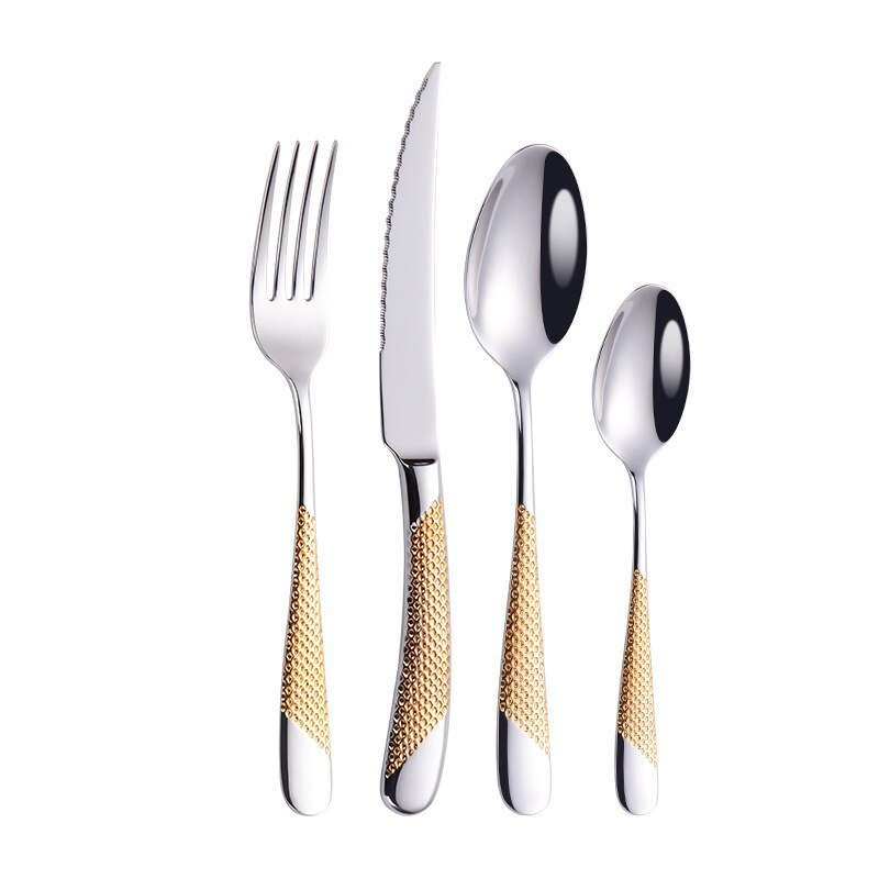Ferran Diagonal Textured Stainless Steel Cutlery Set Cutlery - Venetto Design Venettodesign.com
