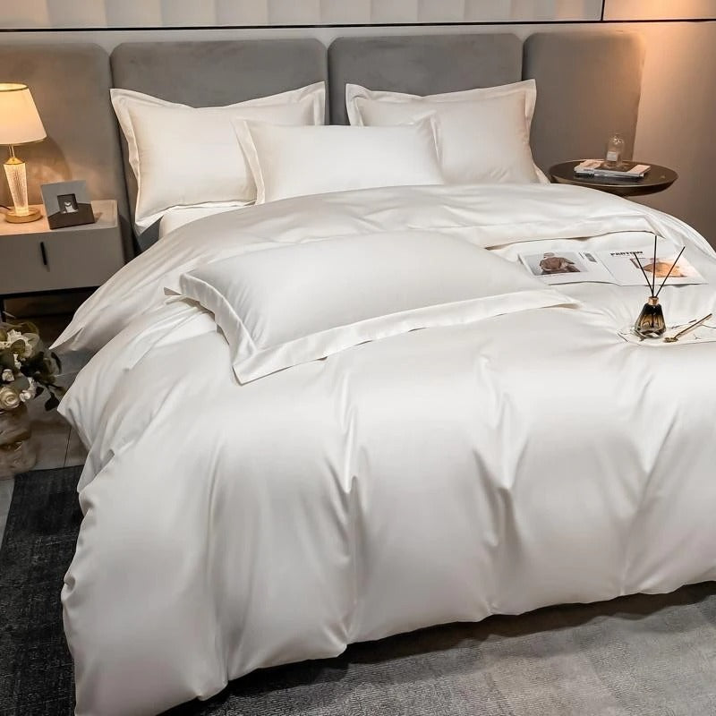 Neo White Silky Cotton Duvet Cover Set Duvet Cover Set - Venetto Design Venettodesign.com