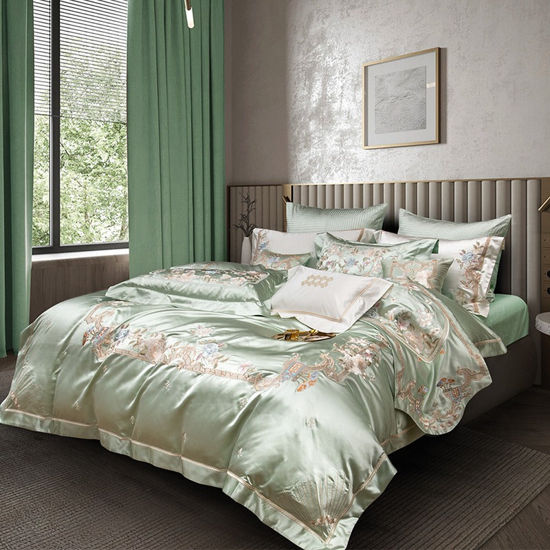Esana Green Embroidery Egyptian Cotton Bedding Set
