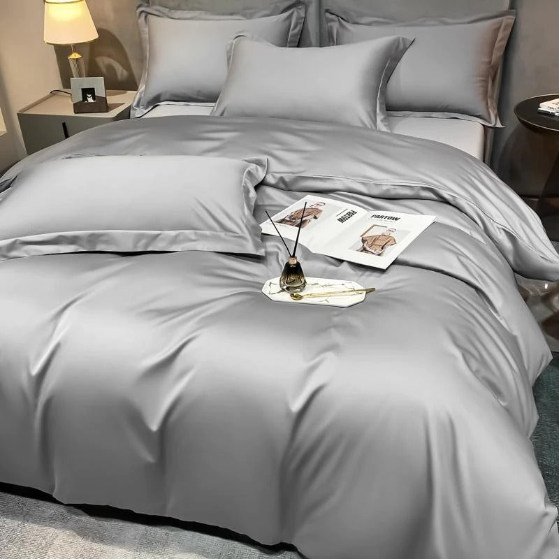 Neo Light Grey Silky Cotton Duvet Cover Set Duvet Cover Set - Venetto Design Venettodesign.com