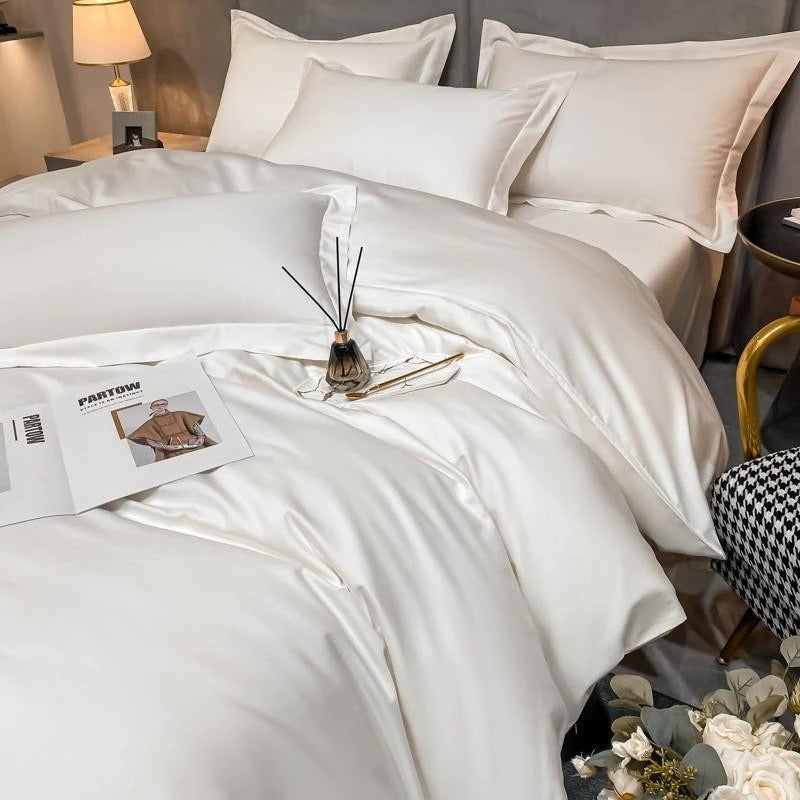 Neo White Silky Cotton Duvet Cover Set Duvet Cover Set - Venetto Design Venettodesign.com