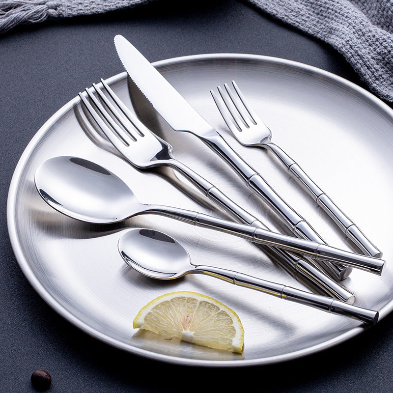 Aldomara Bamboo Gold/Silver Cutlery Set Cutlery - Venetto Design Silver / 30 Pieces Set Venettodesign.com