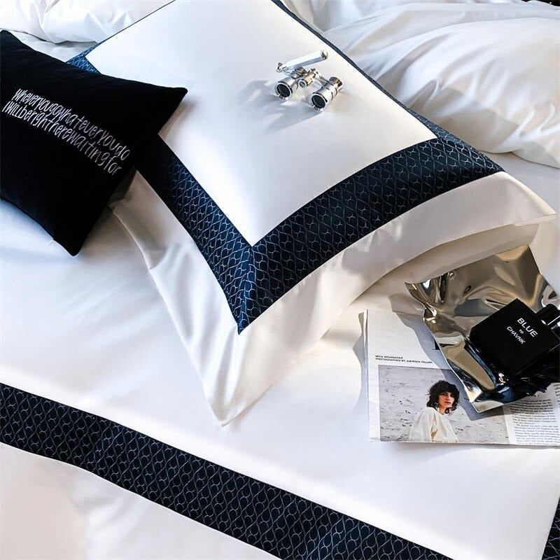 Sablier White Luxury Egyptian Cotton Duvet Cover Set Duvet Cover Set - Venetto Design Venettodesign.com