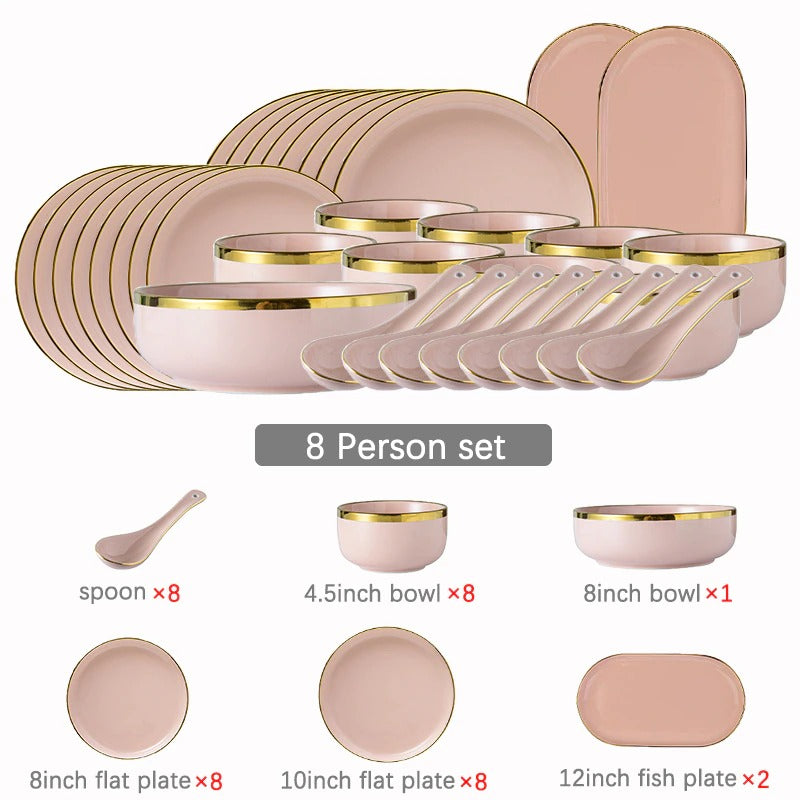 Felicity Pink Luxury Dinnerware Set Plate - Venetto Design 8 Person Set Venettodesign.com