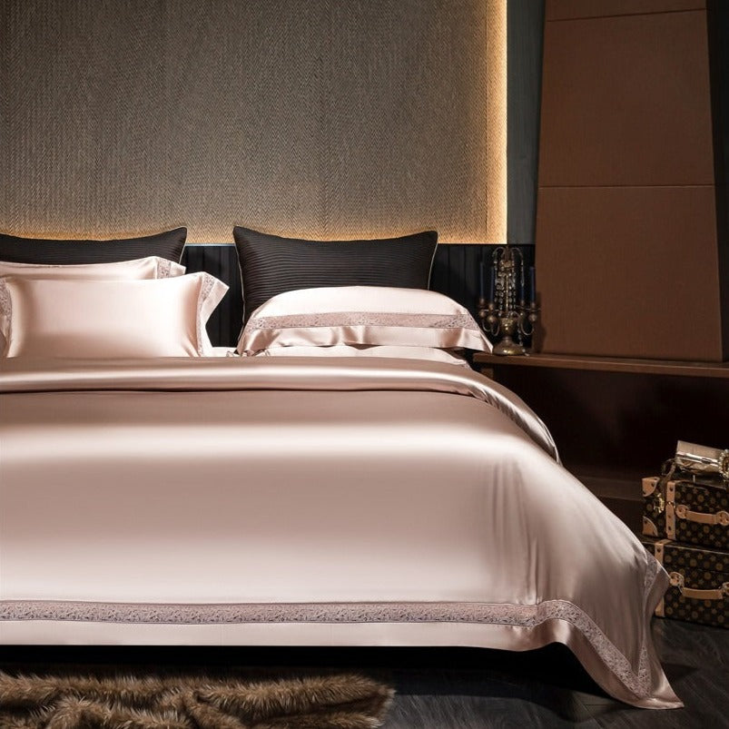 Willa Rose Gold Modern Satin Egyptian Cotton Bedding Set