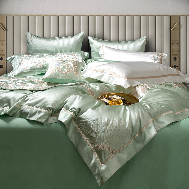 Esana Green Embroidery Egyptian Cotton Bedding Set