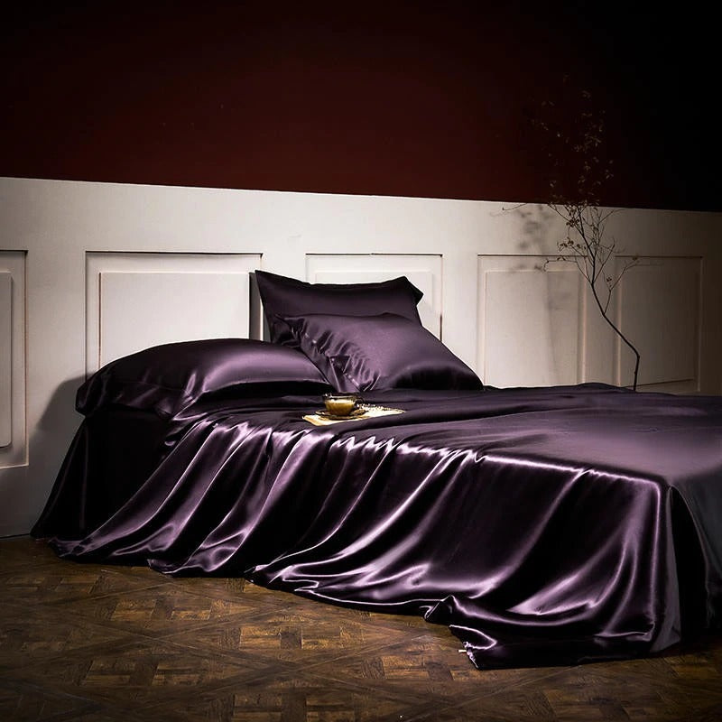 Royalis Purple Luxury Pure Mulberry Silk Bedding Set Duvet Cover Set - Venetto Design Venettodesign.com