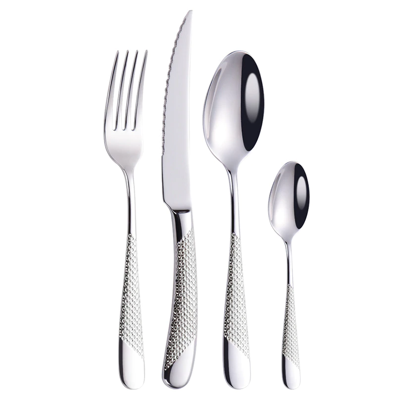 Ferran Diagonal Textured Stainless Steel Cutlery Set Cutlery - Venetto Design Venettodesign.com