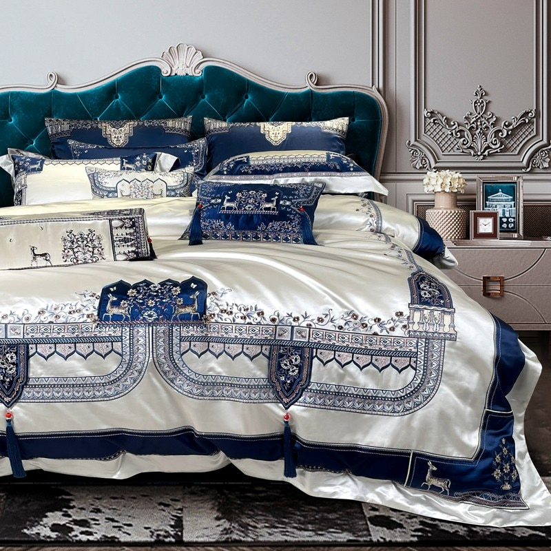Giorgio Luxury Embroidered Tassel Duvet Cover Set Duvet Cover Set - Venetto Design Venettodesign.com