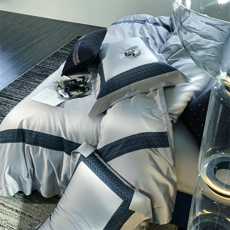 Sablier Silver Luxury Egyptian Cotton Duvet Cover Set Duvet Cover Set - Venetto Design Venettodesign.com