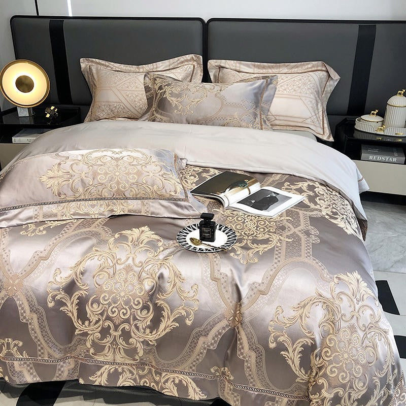 Serenity Cotton Satin Jacquard Duvet Cover Set Duvet Cover Set - Venetto Design Venettodesign.com