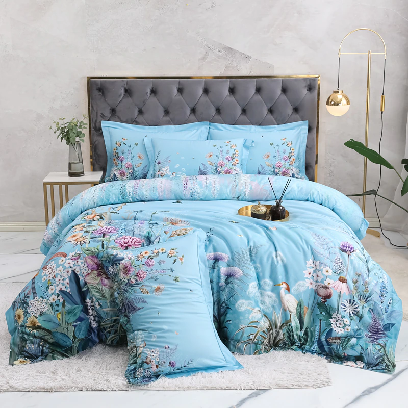 Gianna Sky Blue Egyptian Cotton Duvet Cover Set Duvet Cover Set - Venetto Design Venettodesign.com