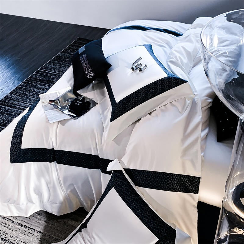 Sablier White Luxury Egyptian Cotton Duvet Cover Set Duvet Cover Set - Venetto Design Venettodesign.com