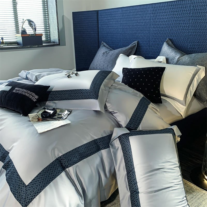Sablier Silver Luxury Egyptian Cotton Duvet Cover Set Duvet Cover Set - Venetto Design Venettodesign.com